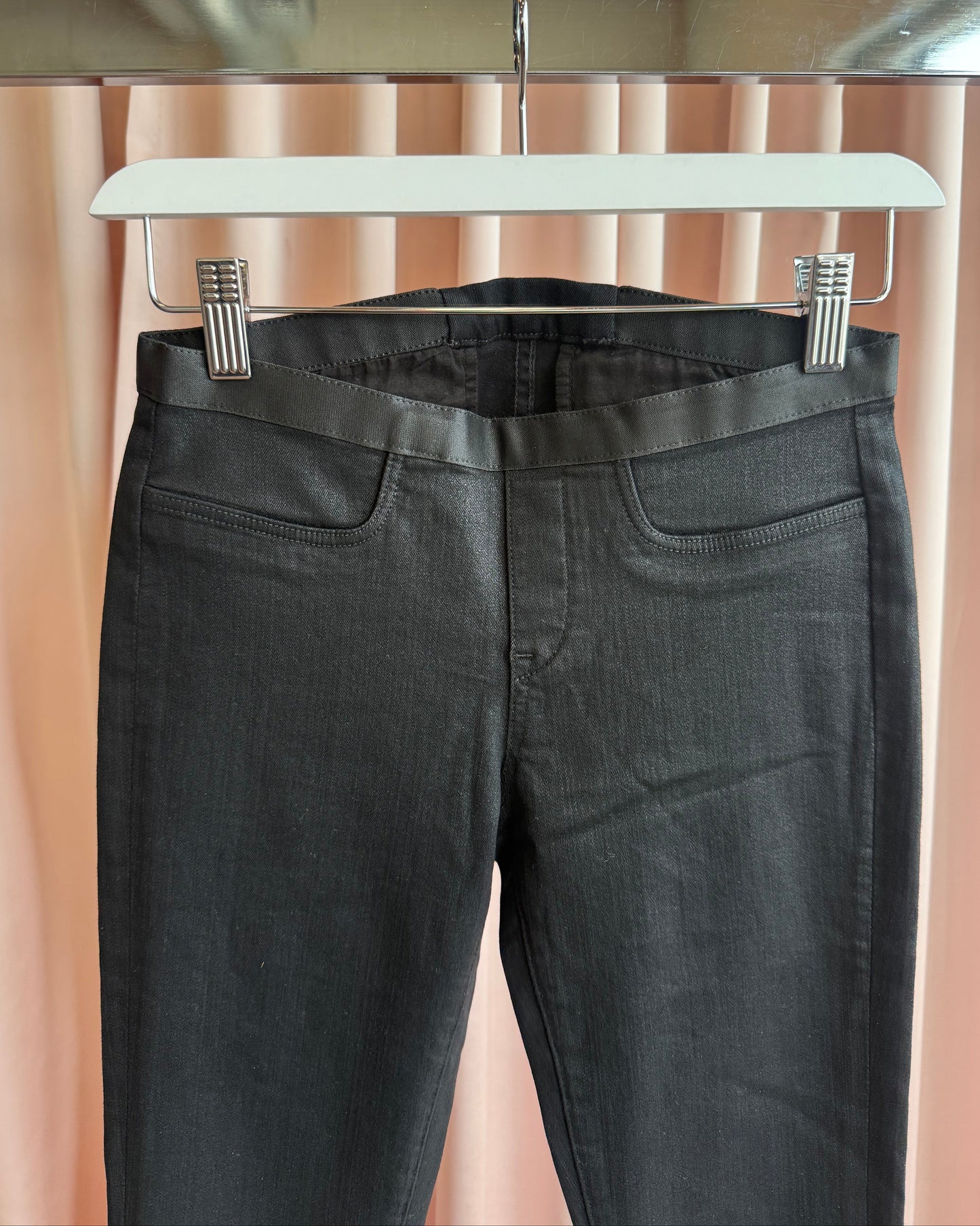 Helmut Lang Coated Black Low Rise Zip Leggings