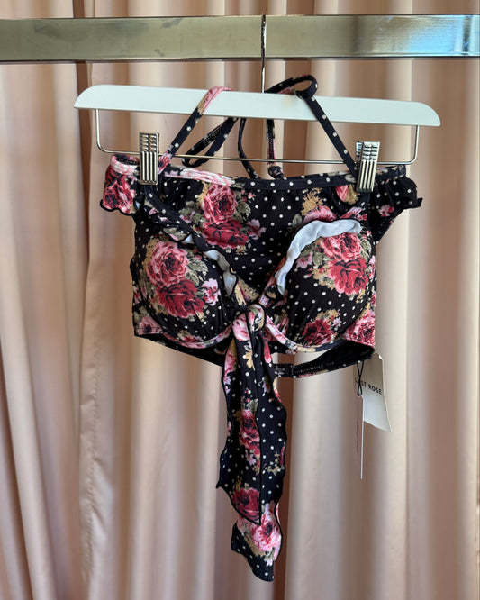 Japanese Brand Deadstock Floral Polka Dot Print Ruffle Bikini