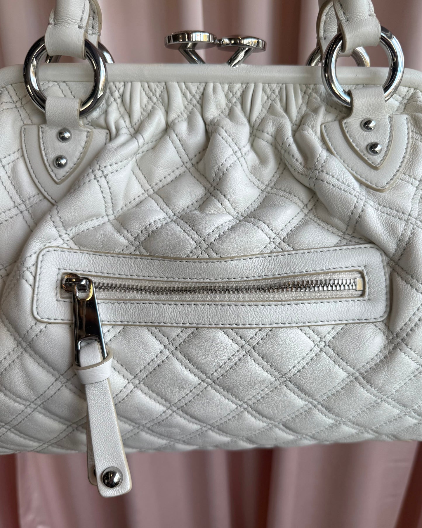 Marc Jacobs Quilted White Leather Stam Bag