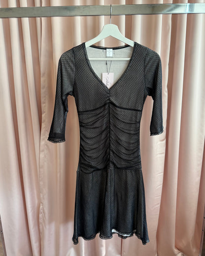 Vive Maria Black Swiss Dot Mesh Lined Drop Waist Dress