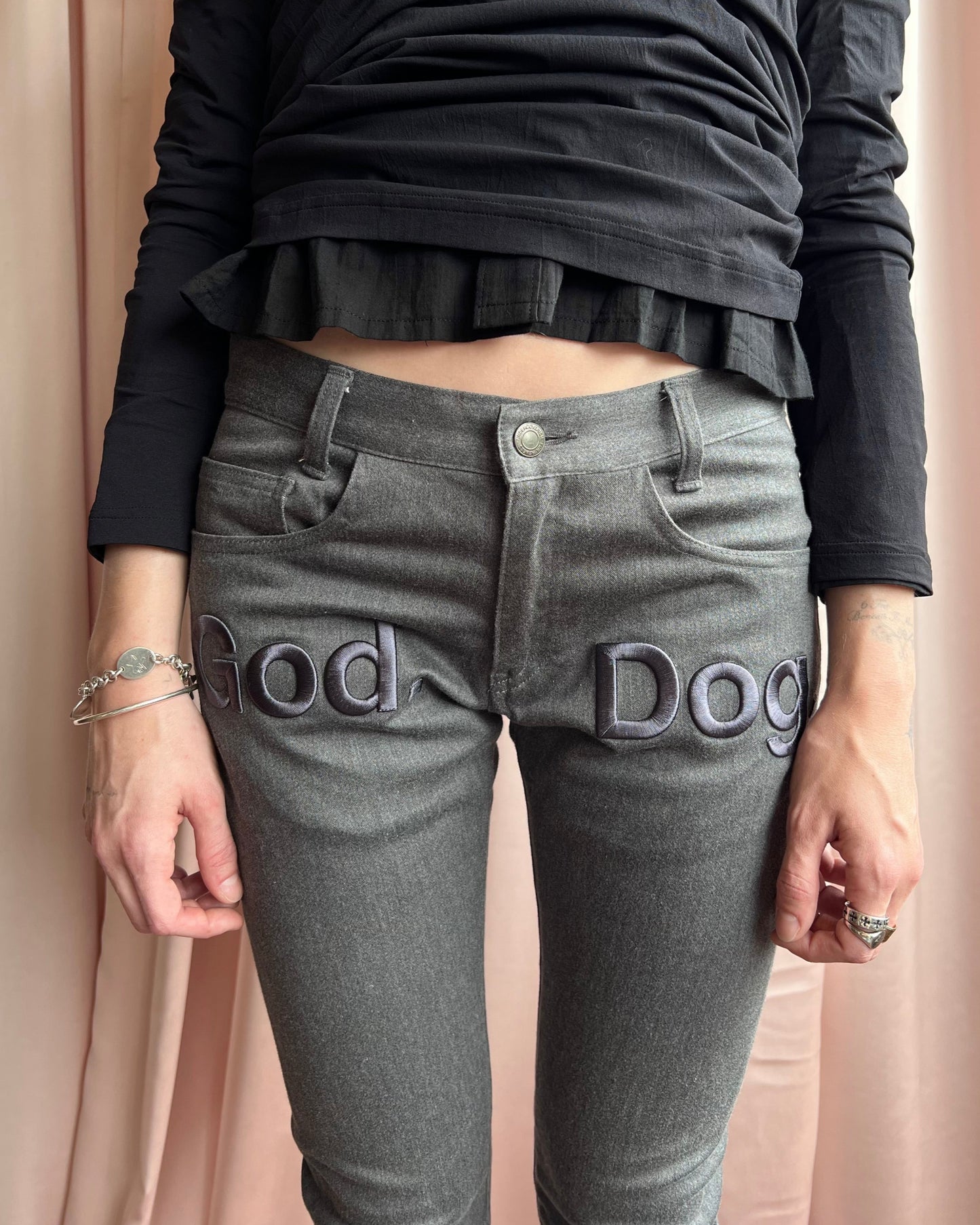 Undercover S/S 2014 "God Dog" Embroidered Grey Pants