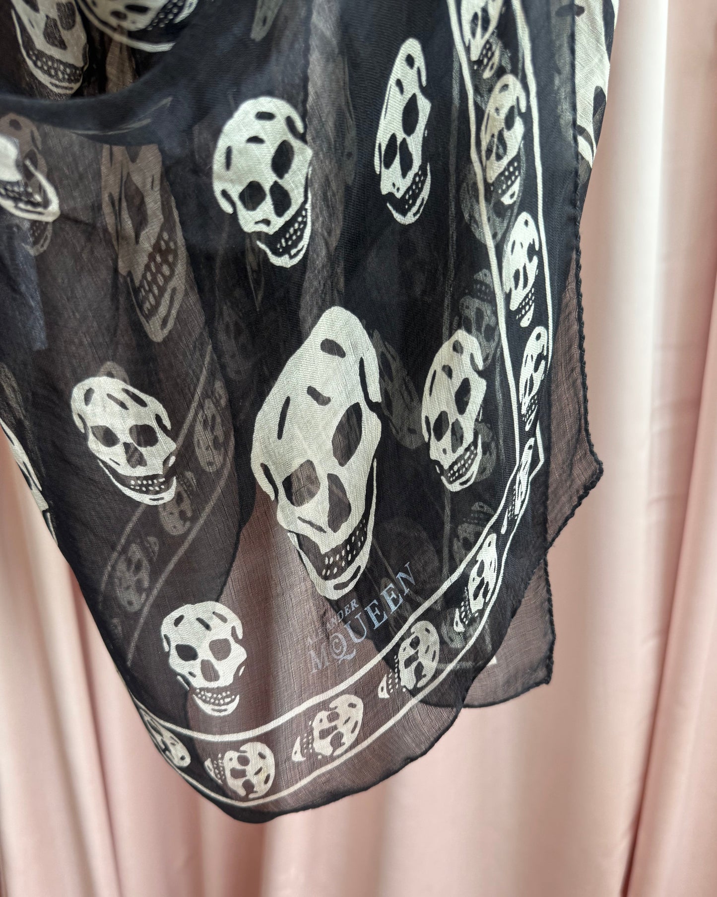 Alexander McQueen Black & White Skull Print Scarf