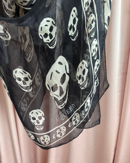 Alexander McQueen Black & White Skull Print Scarf