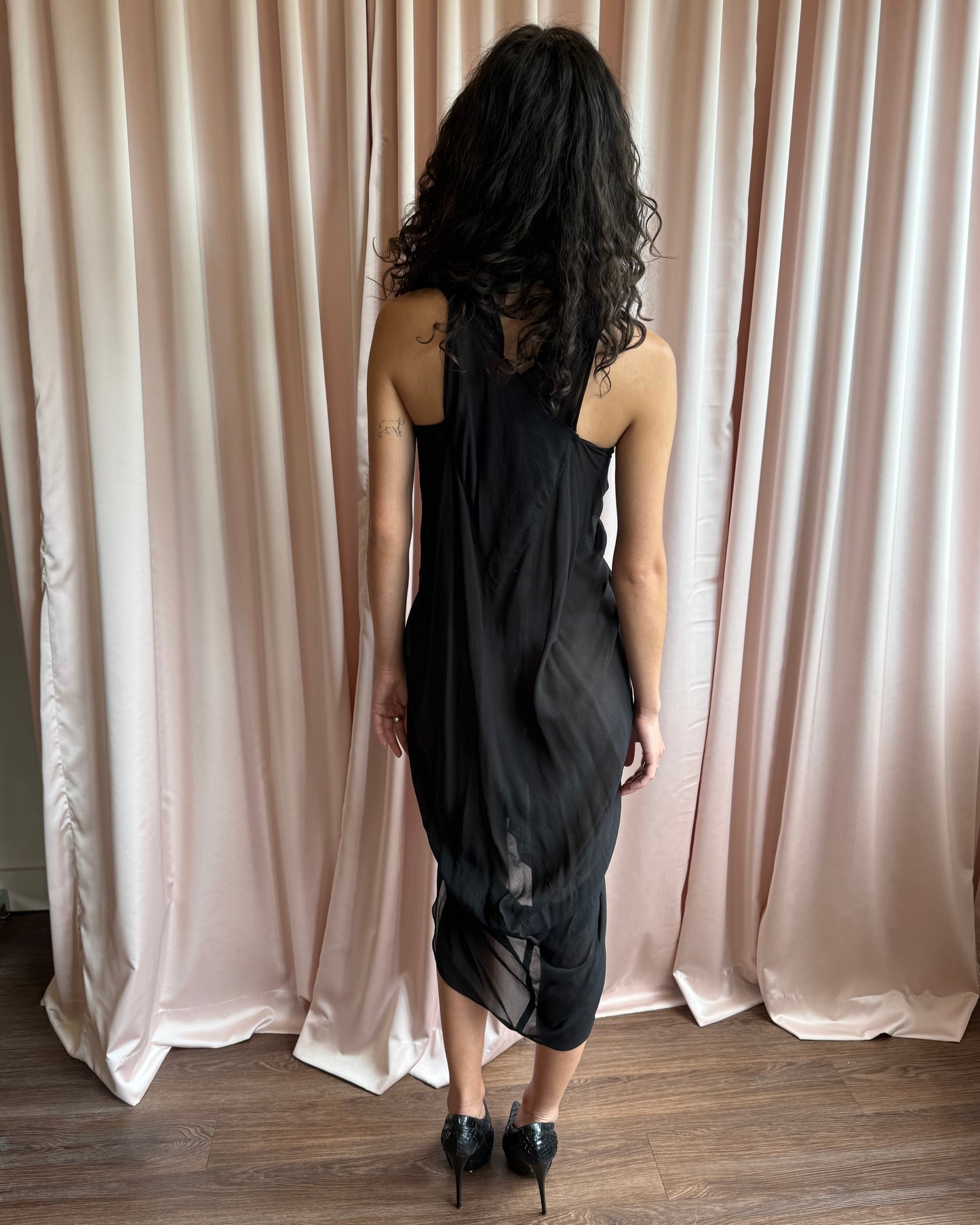 Rick Owens S/S 12 Naska Black Sleeveless Draped Dress