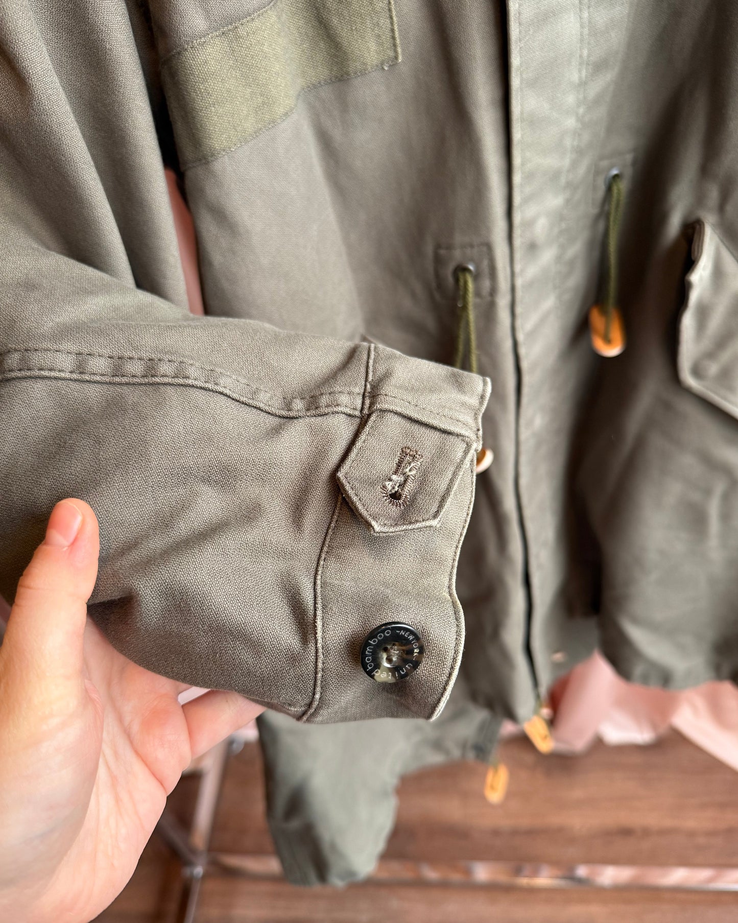 United Bamboo Khaki Fox Fur Hood Lined Fishtail Parka Jacket