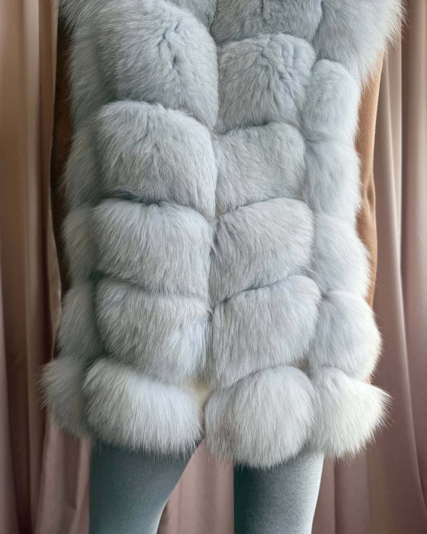 Dyed Icy Blue Genuine Fox Fur Vest
