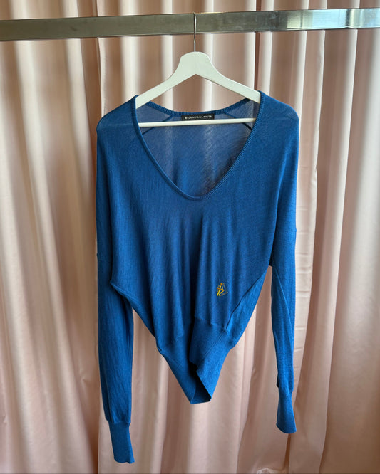 Balenciaga by Nicolas Ghesquière 2007 Embroidered Royal Blue Wool Sweater