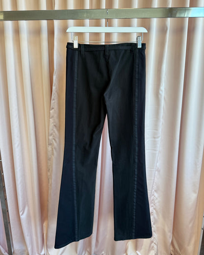 Moschino Jeans Embroidered Bull Belted Low Rise Flared Black Trousers