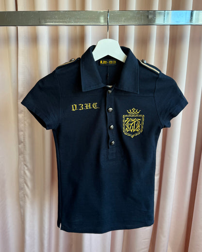 Japanese Brand Navy & Gold "3" Epaulet Polo Shirt