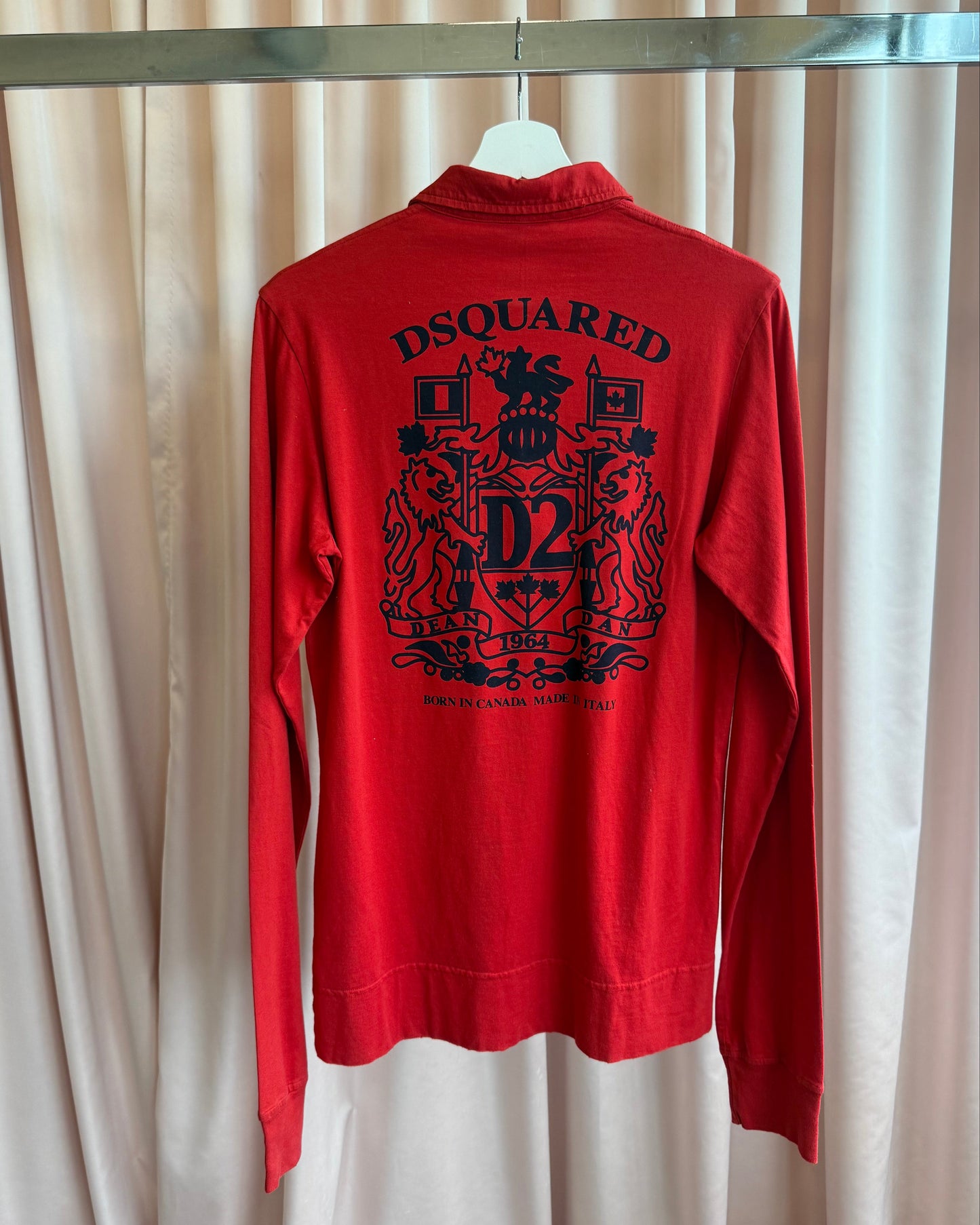 Dsquared² F/W 2006 Graphic Red Long Sleeve Polo Shirt