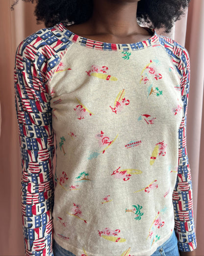 Hysteric Glamour Printed Long Sleeve Raglan Top