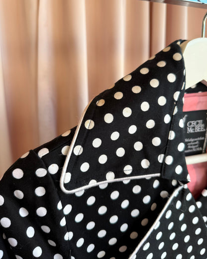 Gyaru Brand Black & White Polka Dot Trench Coat