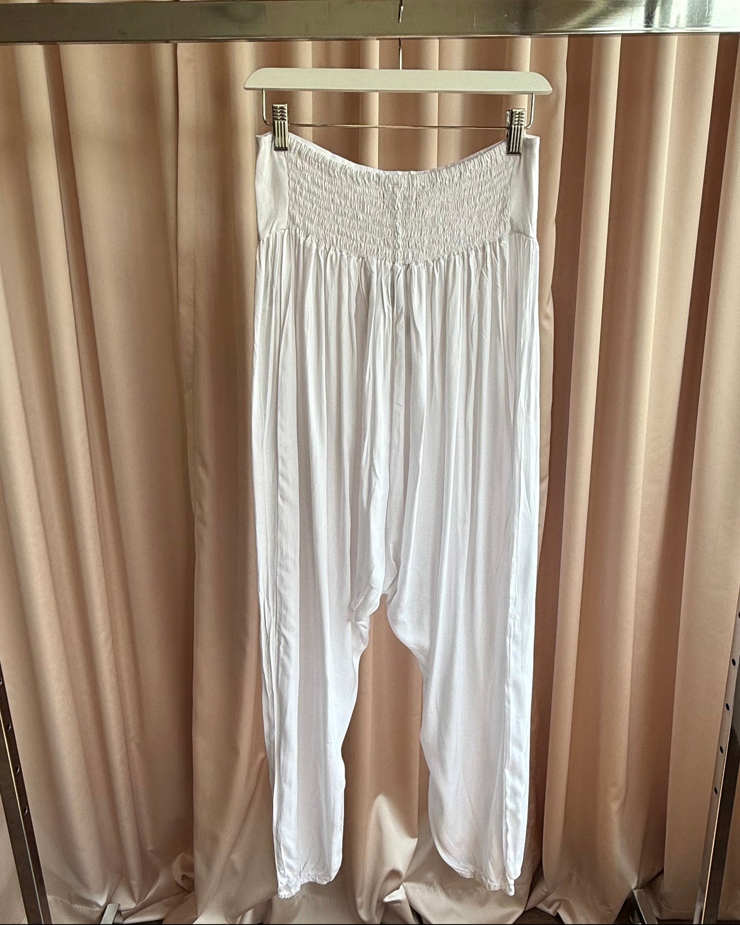 French Brand Coline Deadstock White Viscose Harem Pants