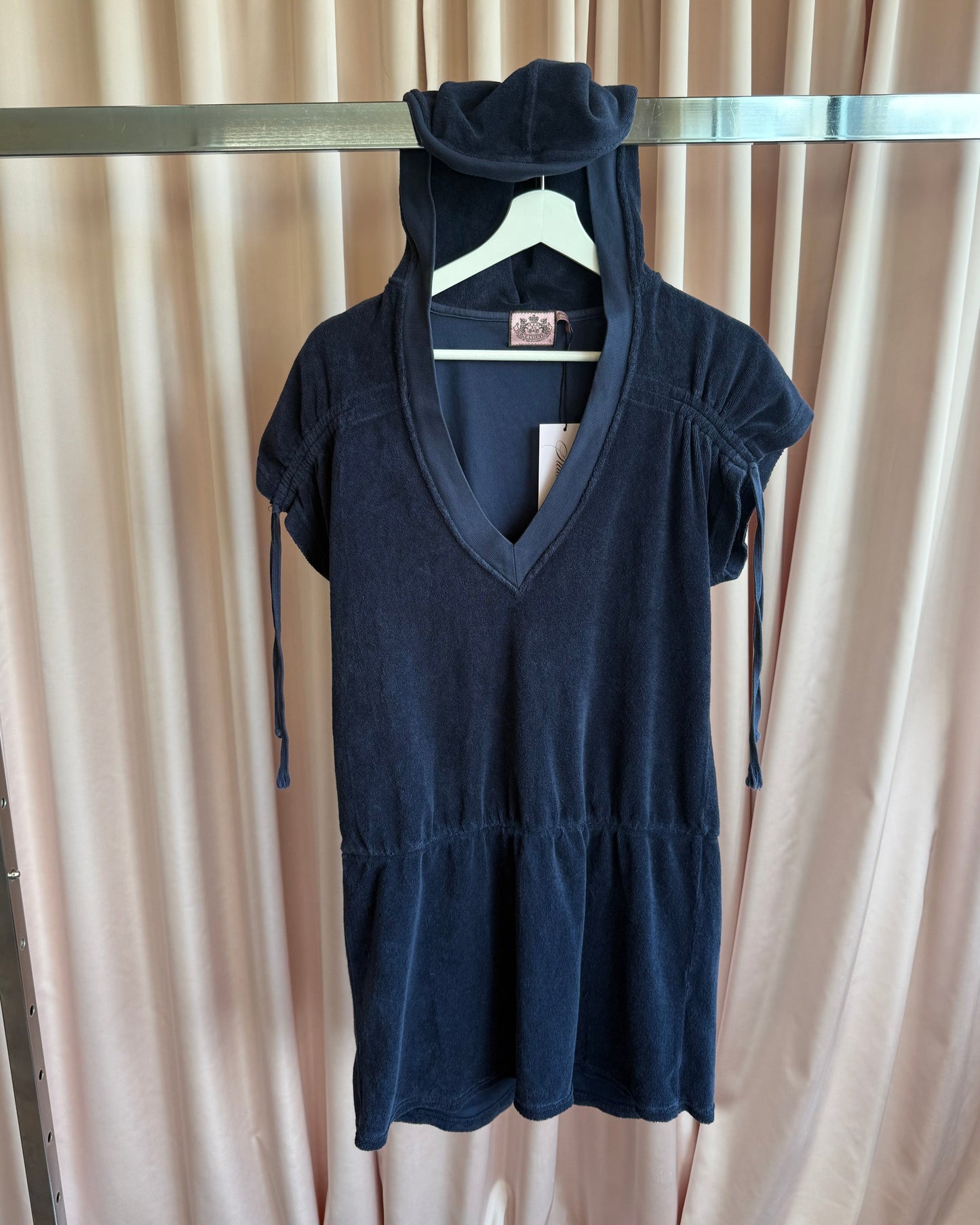 Juicy Couture Hooded Navy Terry Cloth Dress