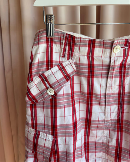 Junya Watanabe S/S 2003 Red & White Plaid Cotton Cargo Skirt