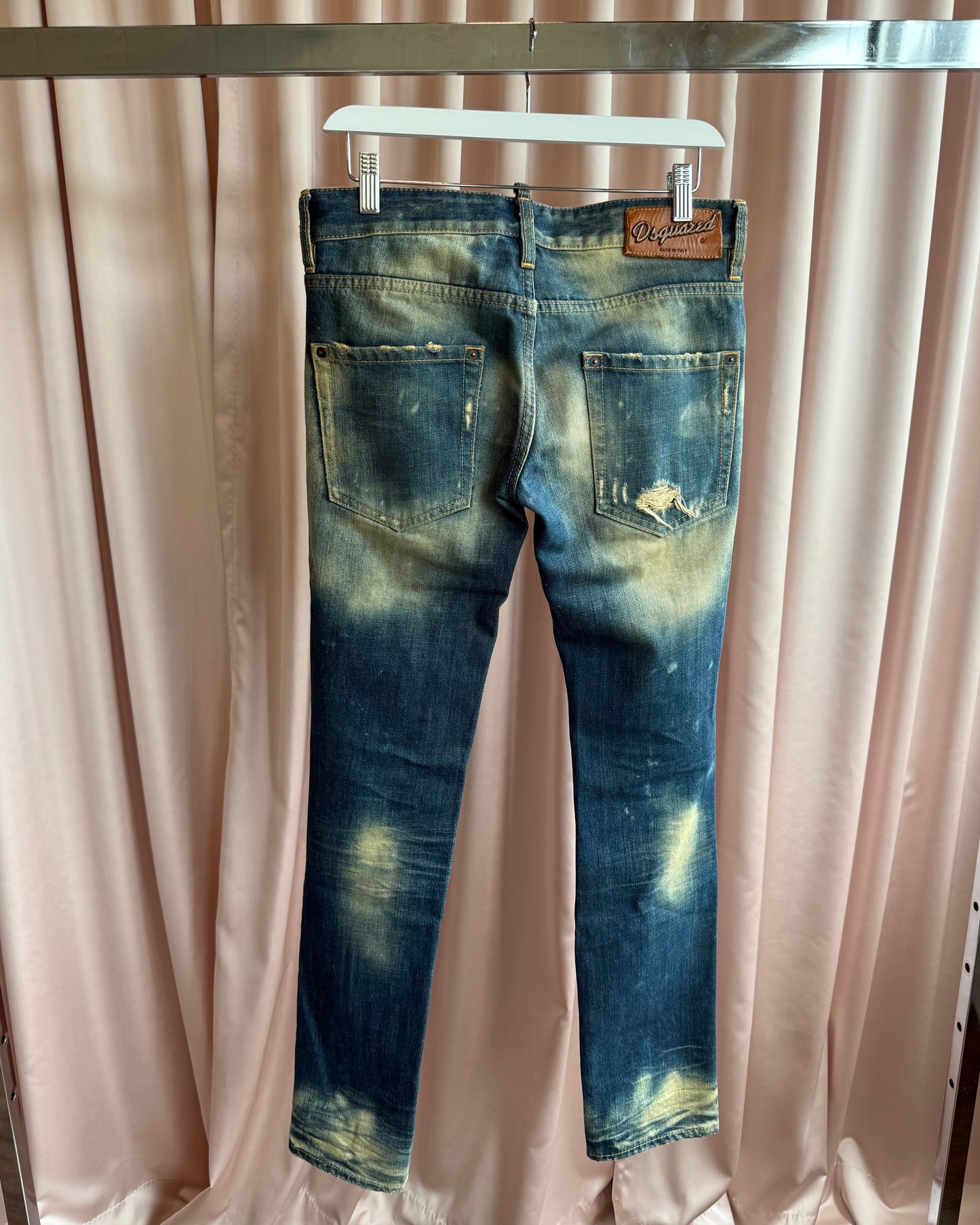 Dsquared² Distressed Bleach Wash Slim Cut Denim