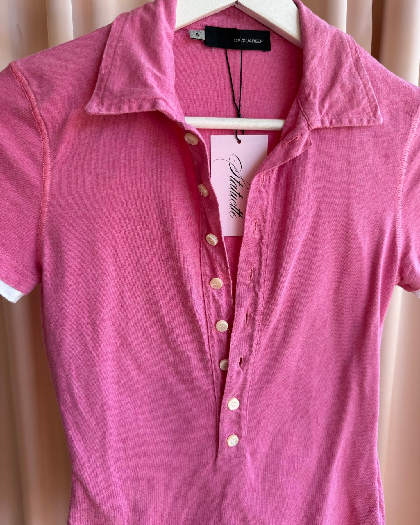 Dsquared² S/S 2005 Pink & White Double Layered Polo Top