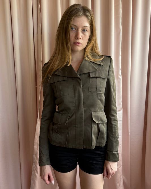 Gucci by Tom Ford 2000's Khaki Cotton & Silk Military Jacket