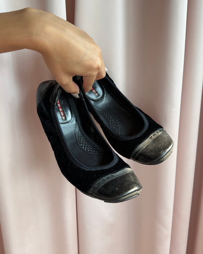 Prada Sport Velvet Scrunch Ballet Flats
