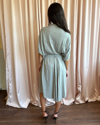 Tsumori Chisato Grey Low Cut Dolman Sleeve Belted Dress