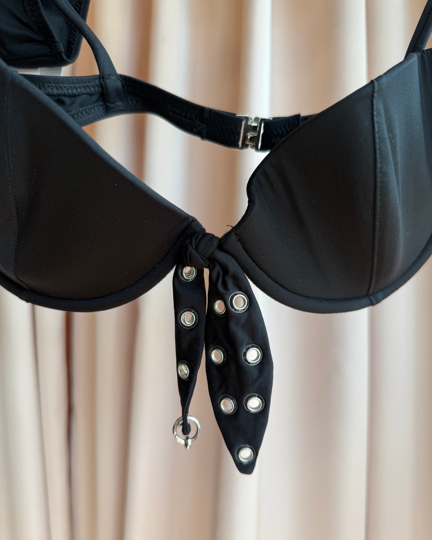John Richmond Deadstock Black Pierced Grommet Bikini