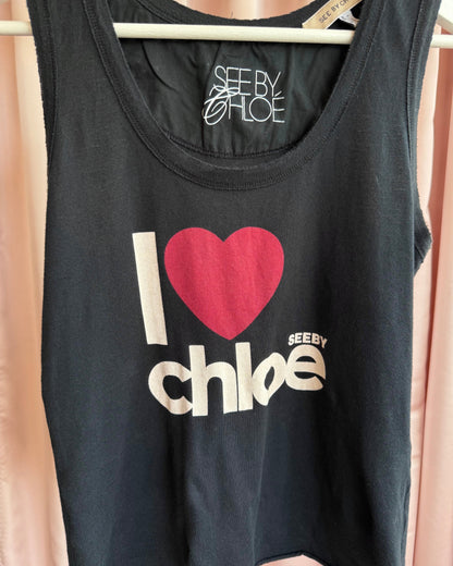 See by Chloé “I Love Chloé” Black Tank Top