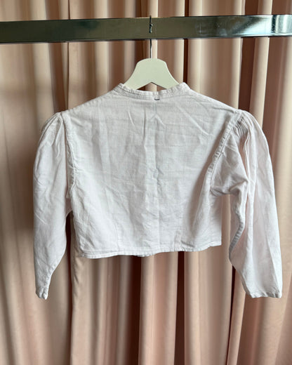 Vintage Baby Pink Ultra Cropped Puff Sleeve Blouse