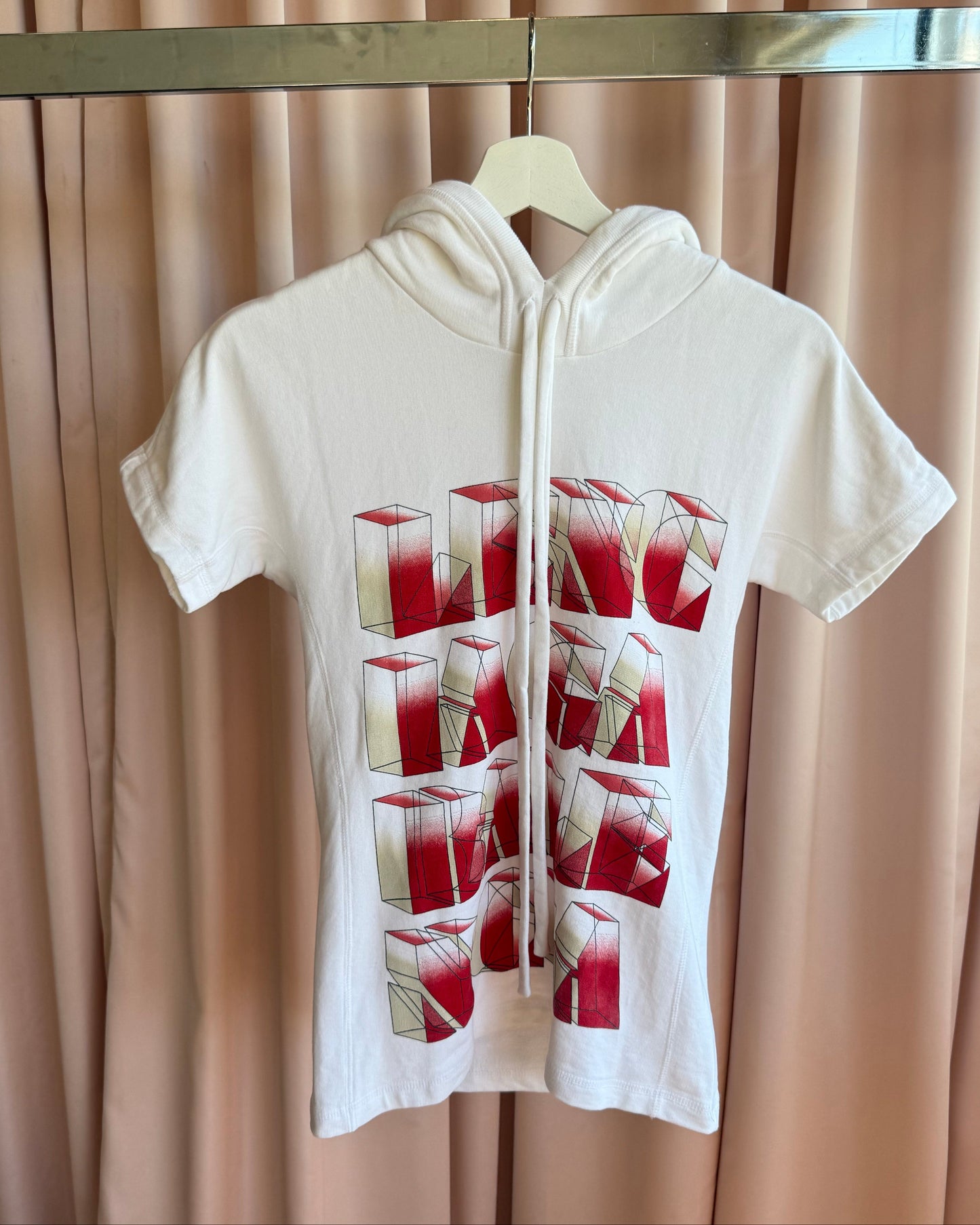 Balenciaga S/S 2012 by Nicolas Ghesquière White Logo Print Hooded Top