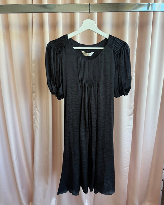 Tsumori Chisato Black 100% Silk Puff Sleeve Dress