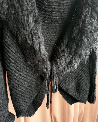 Italian Brand Black Shawl Collar Knit Cardigan