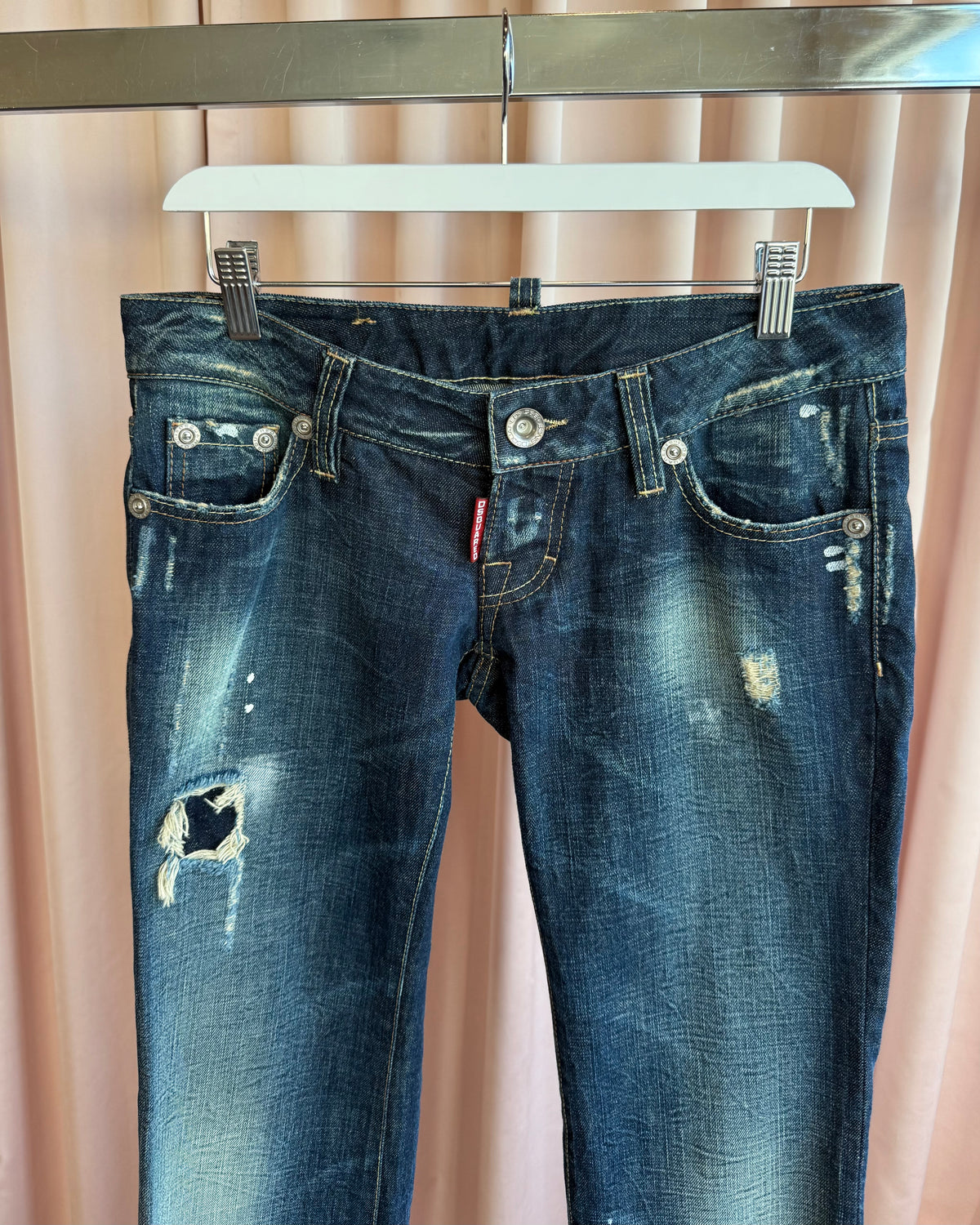 Dsquared² S/S 2007 Distressed Painted Faded Ultra Low Rise Denim