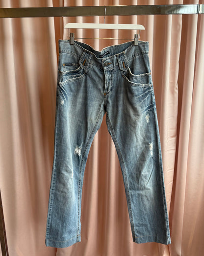 Dolce & Gabbana Distressed Light Wash Denim
