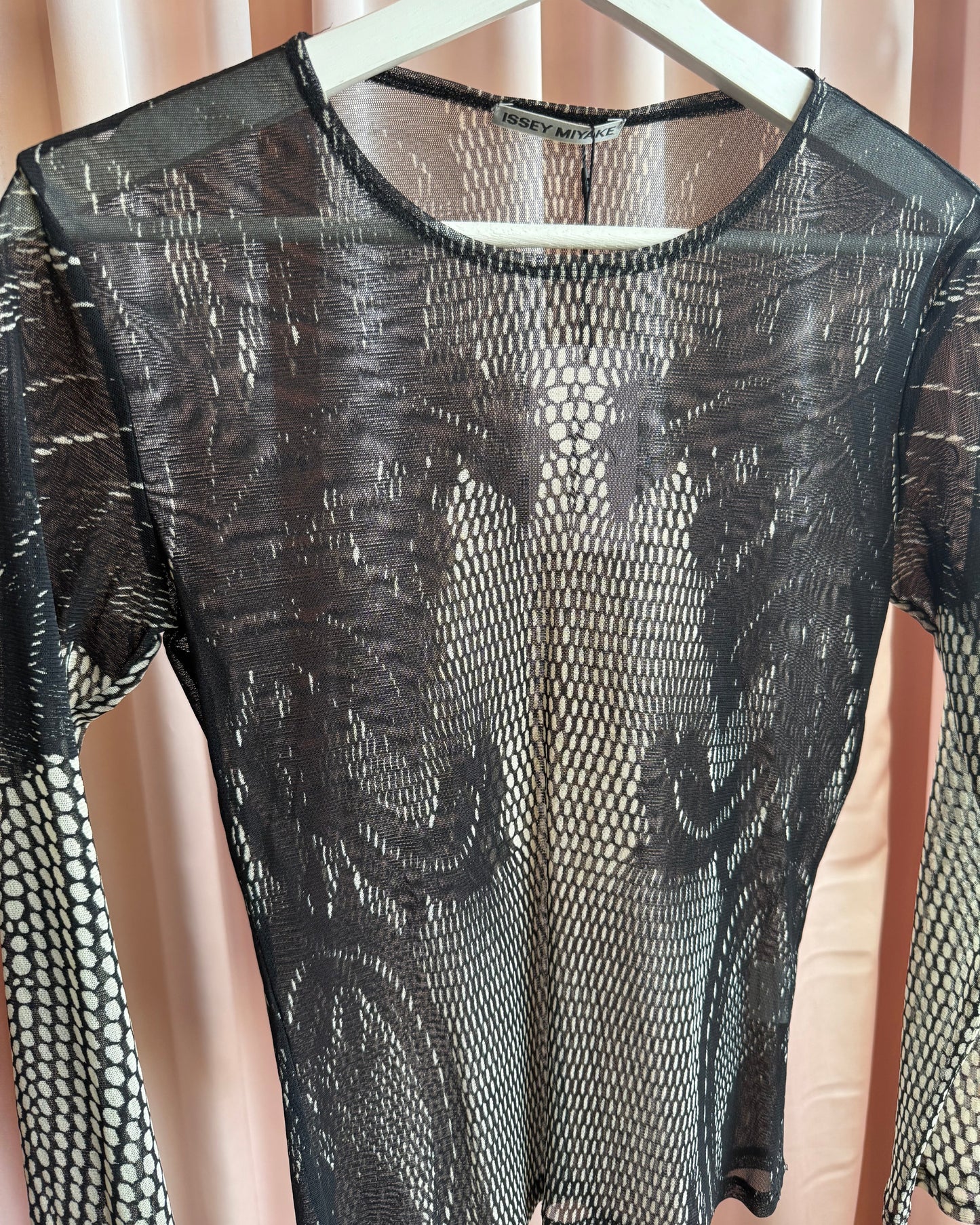 Issey Miyake Printed Mesh Long Sleeve Top