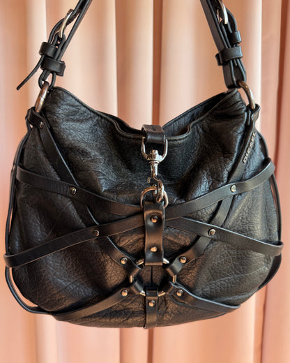 Diesel Black Leather Bondage Harness Handbag