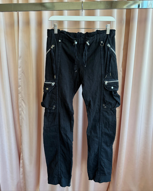 Jill Stuart Black Cotton Cargo Sweatpants