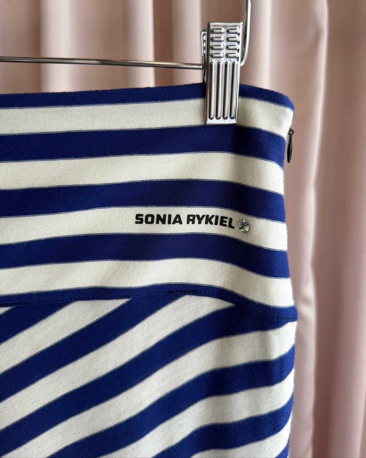 Sonia Rykiel Royal Blue & White Striped Midi Skirt