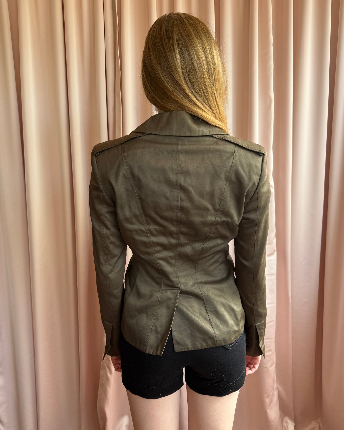 Gucci by Tom Ford 2000's Khaki Cotton & Silk Military Jacket