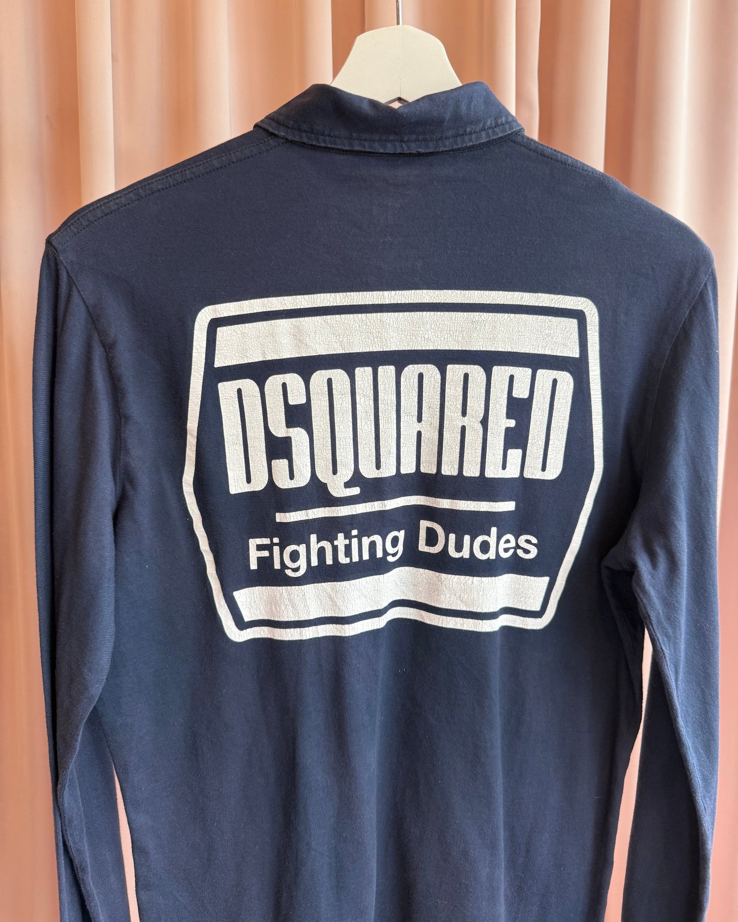 Dsquared² F/W 2007 "Fighting Dudes" Navy Long Sleeve Polo Shirt