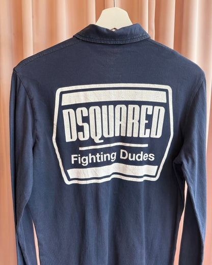 Dsquared² F/W 2007 "Fighting Dudes" Navy Long Sleeve Polo Shirt