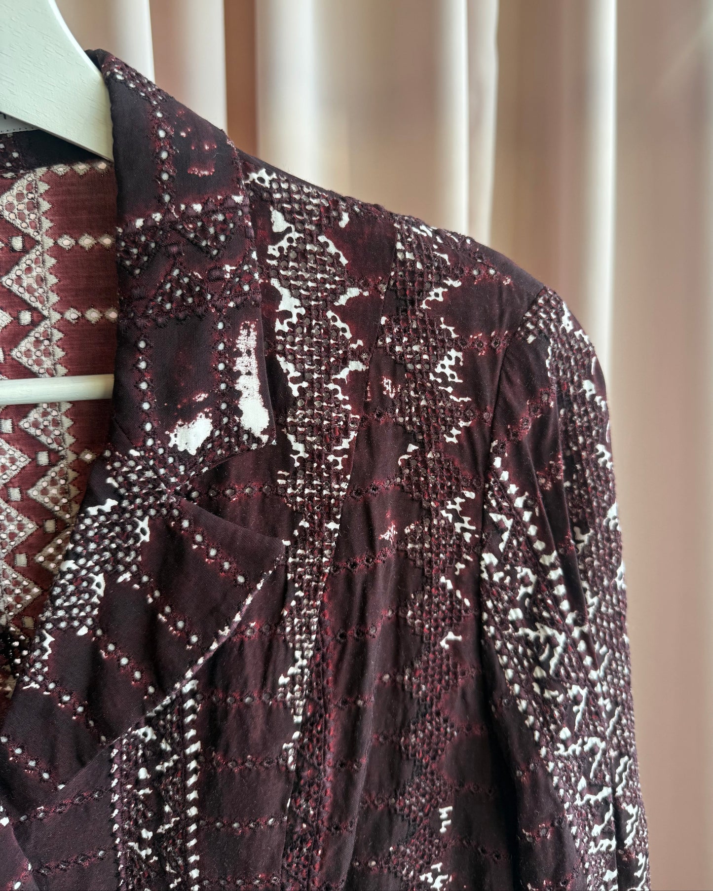 Tsumori Chisato Burgundy Dyed Broderie Anglaise Blouse