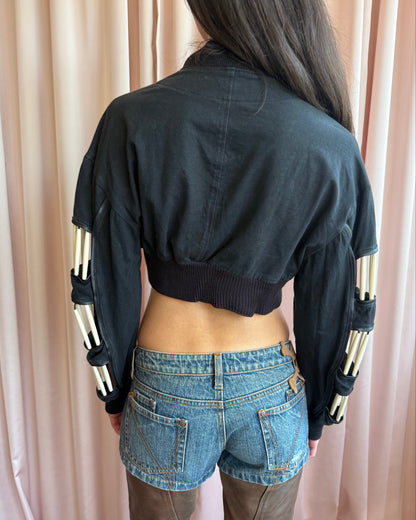Parisian Brand Cropped Black Cotton Jacket
