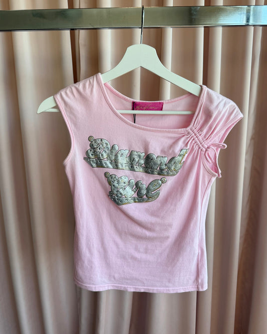 Baby Pink "Diamond Girl" Rhinestone Graphic Top