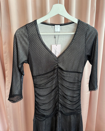 Vive Maria Black Swiss Dot Mesh Lined Drop Waist Dress