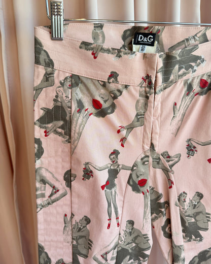 D&G S/S 2004 Runway Pin-Up Glitter Print Capris