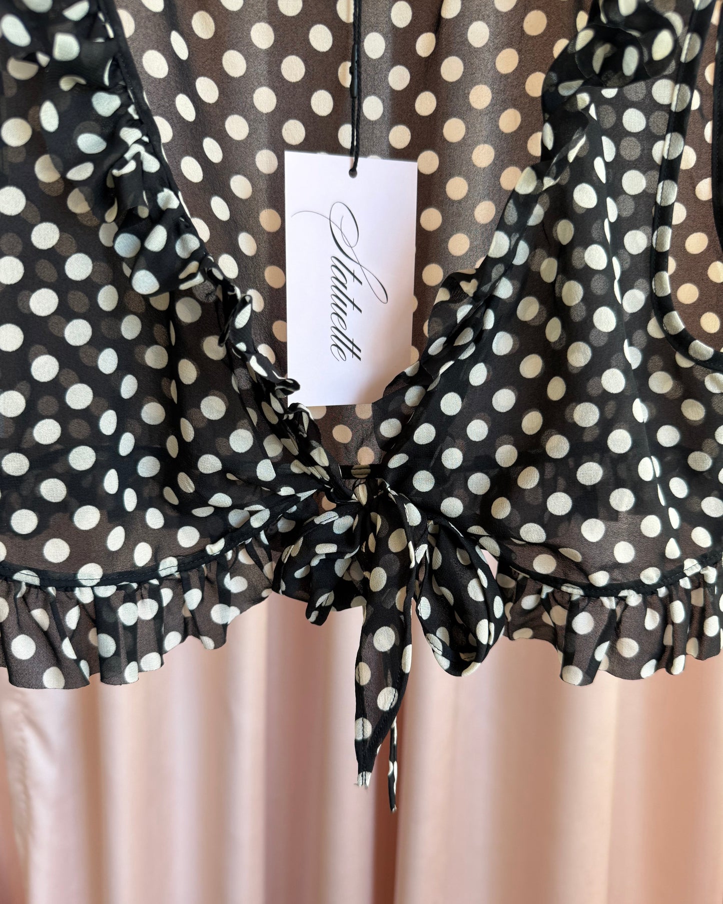 Chantal Thomass Black & White Polka Dot Tie Top