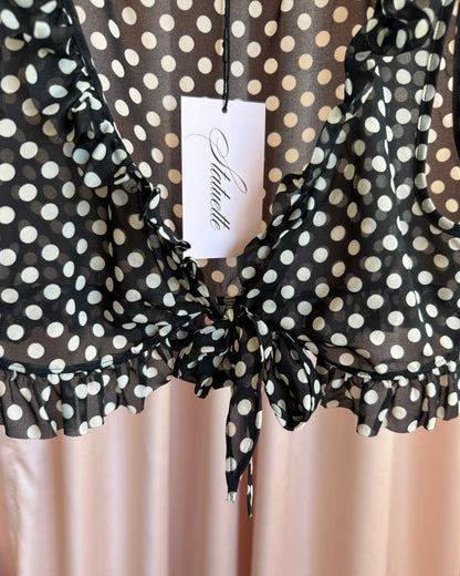 Chantal Thomass Black & White Polka Dot Tie Top
