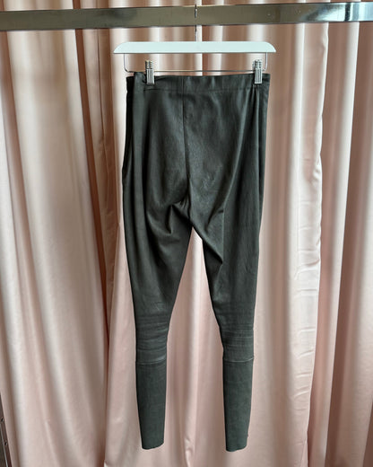 Haider Ackermann Dark Green Leather Pants