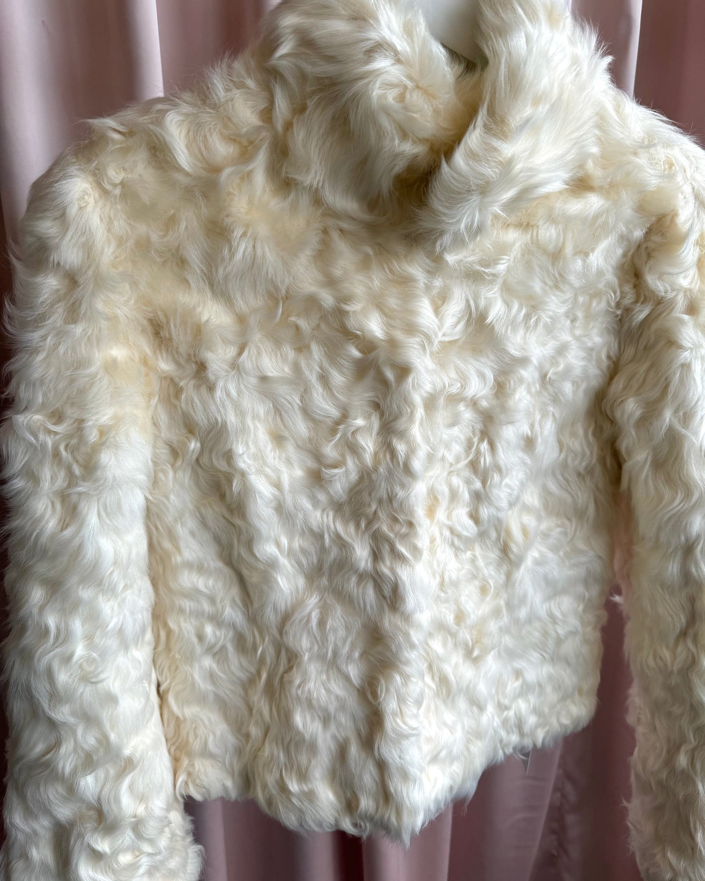 Japanese Brand Genuine Cream Lamb Fur Jacket