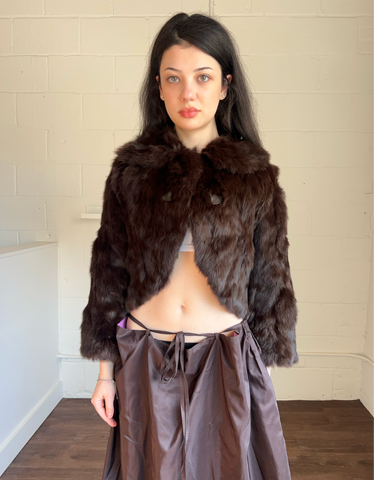 Chocolate Brown Rabbit Fur Bolero