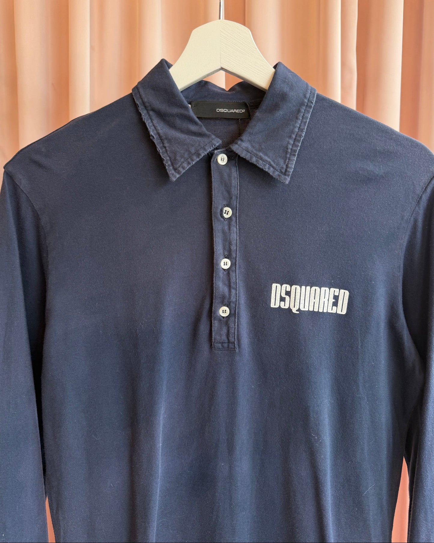 Dsquared² F/W 2007 "Fighting Dudes" Navy Long Sleeve Polo Shirt